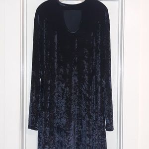 Long sleeve crushed velvet skater dress